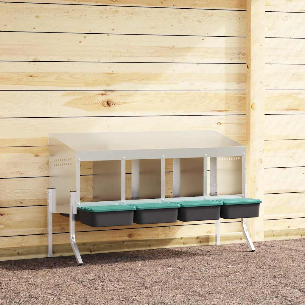 Hühner-Nistkasten 4 Fächer mit Beinen Verzinkter Stahl Hühner-Nistkasten 4 Fächer mit Beinen Verzinkter Stahl