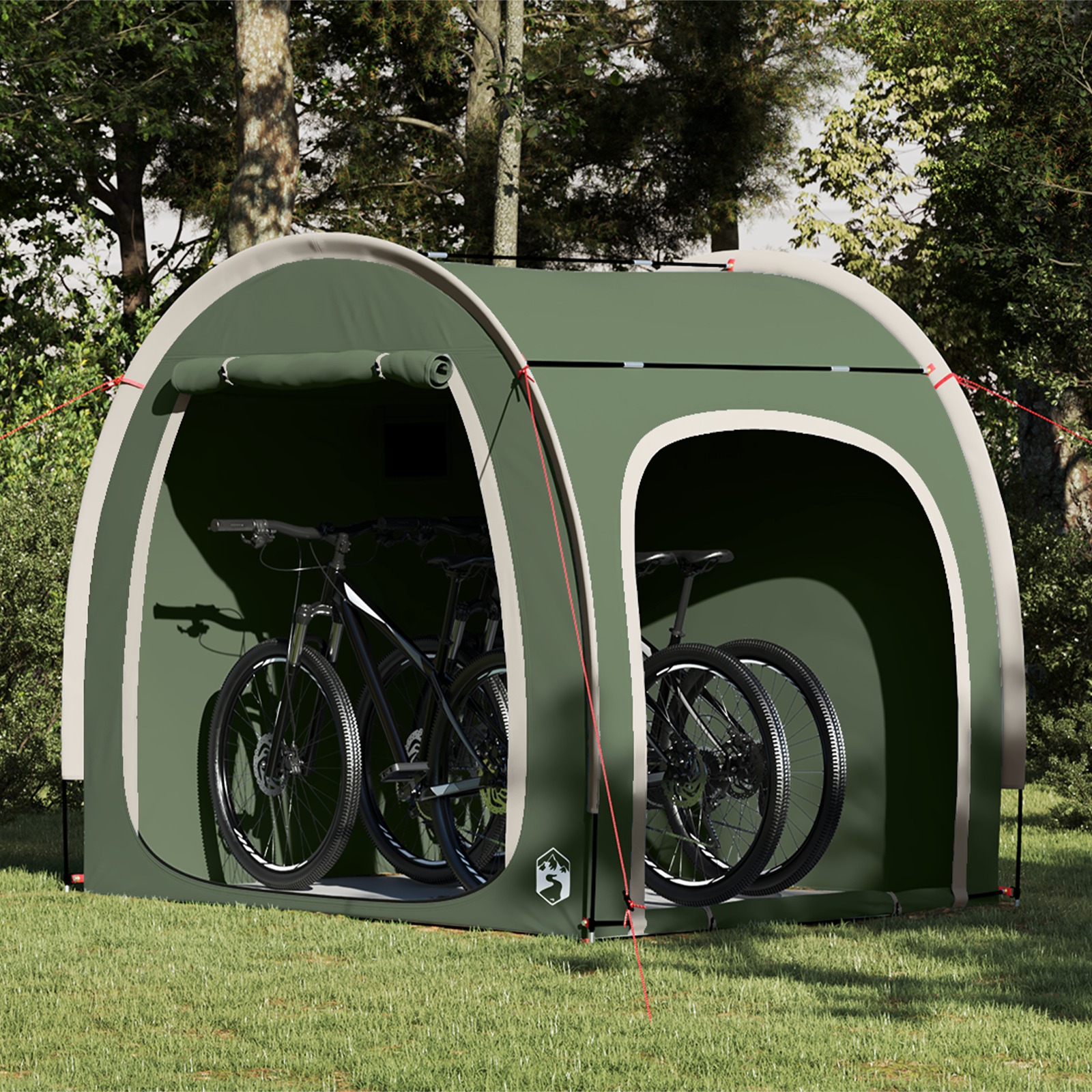 Fahrradgarage mit Dach mit Speicher mit Luftentlüftung Grün Fahrradgarage mit Dach mit Speicher mit Luftentlüftung Grün
