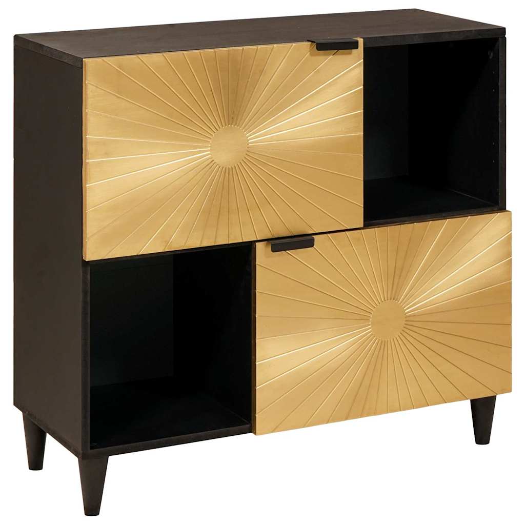 Beistellschrank mit Speicher Schwarz und Gold 80 x 33.5 x 75 cm