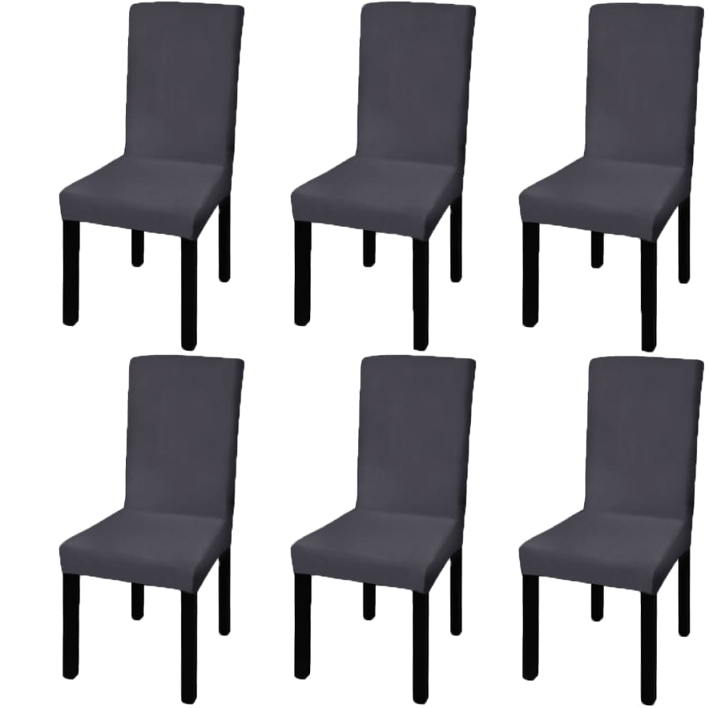 Stretch-Stuhlhussen Gerade 6 Stk. Anthrazit Stretch-Stuhlhussen Gerade 6 Stk. Anthrazit
