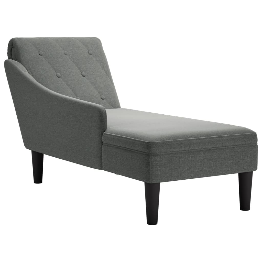 Chaiselongue mit Kissen und Rechter Armlehne Dunkelgrau Stoff Chaiselongue mit Kissen und Rechter Armlehne Dunkelgrau Stoff