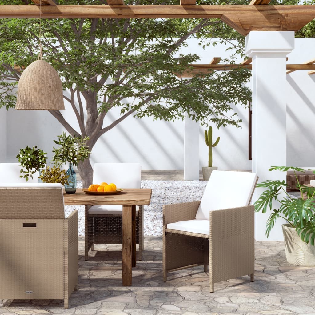 Gartenstühle mit Kissen 4 Stk. Poly Rattan Beige Gartenstühle mit Kissen 4 Stk. Poly Rattan Beige