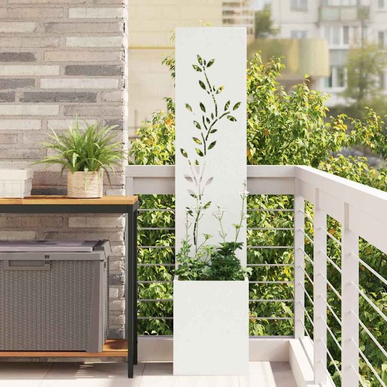 Garten Sichtschutz-Leinwand Floral Weiß 32 x 140 cm