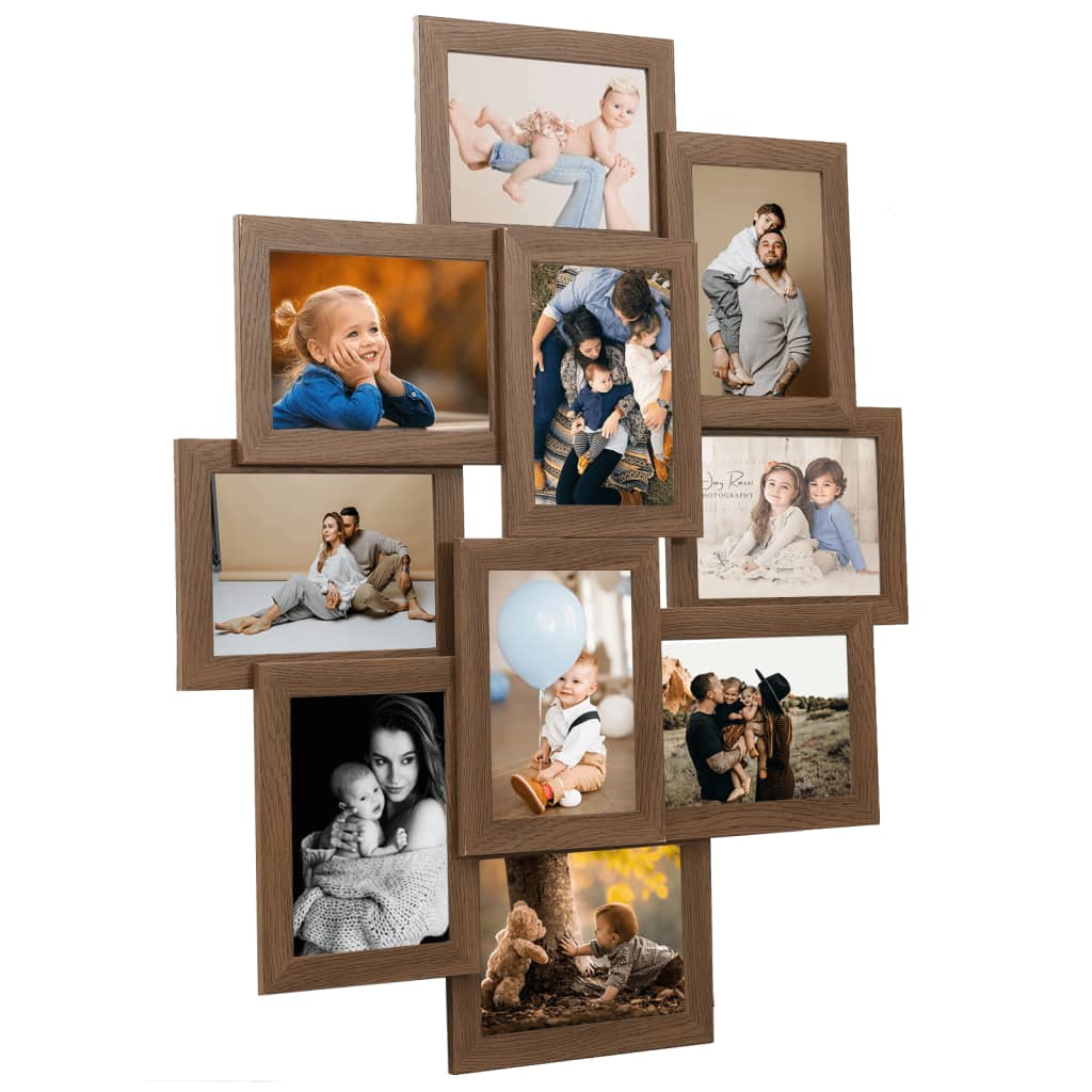Collage Bilderrahmen für 10x(13x18 cm) Fotos Hellbraun MDF Collage Bilderrahmen für 10x(13x18 cm) Fotos Hellbraun MDF