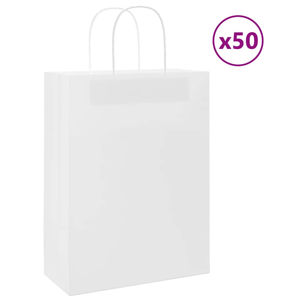 Papiertragetaschen 50 Stk. mit Henkeln Weiß 26x12x35 cm Papiertragetaschen 50 Stk. mit Henkeln Weiß 26x12x35 cm