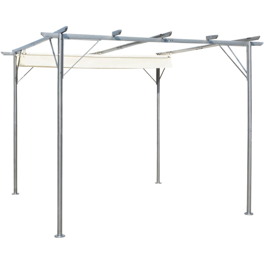 Pergola mit Versenkbarem Dach Cremeweiß 3x3 m Stahl Pergola mit Versenkbarem Dach Cremeweiß 3x3 m Stahl