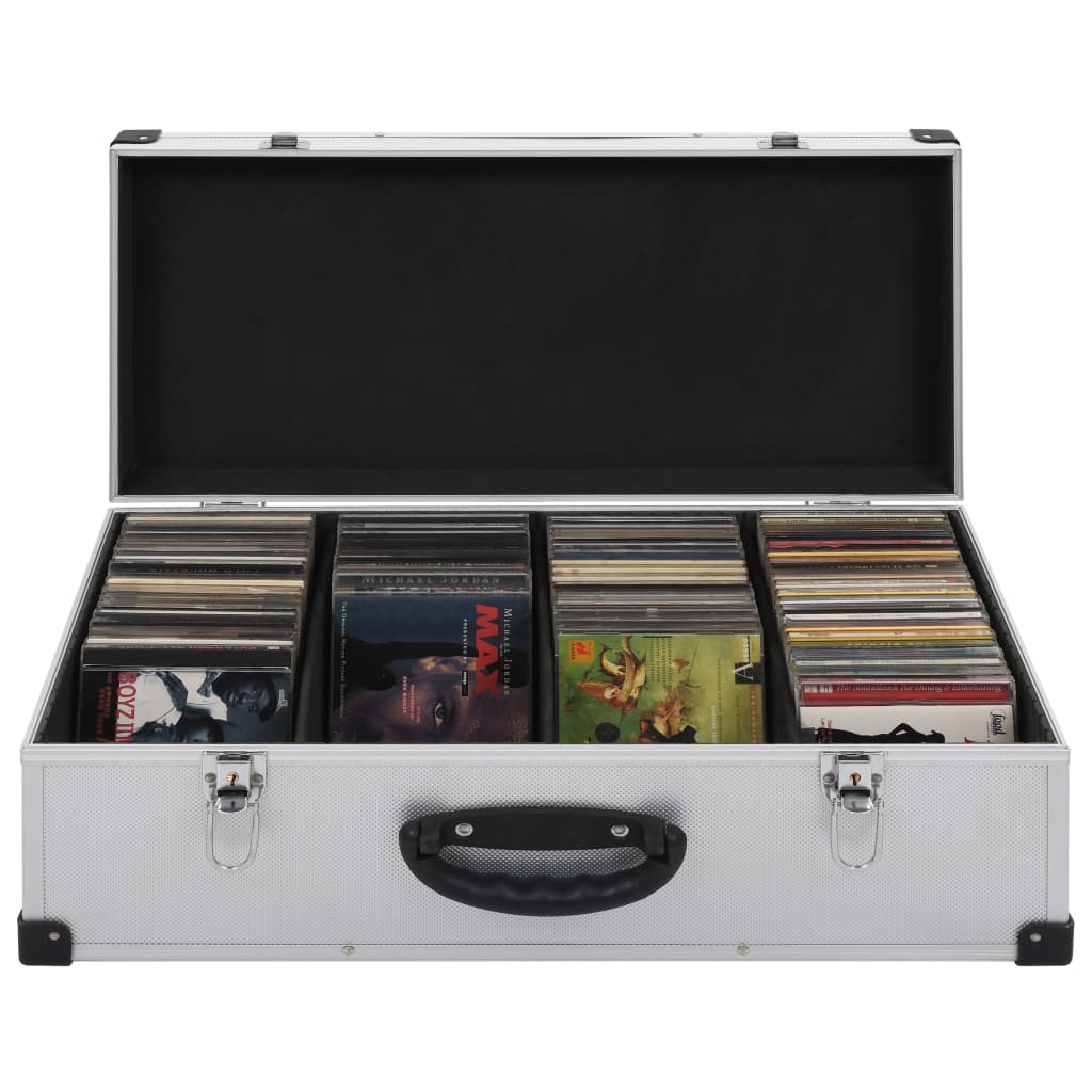 CD-Koffer für 80 CDs Aluminium ABS Silbern CD-Koffer für 80 CDs Aluminium ABS Silbern