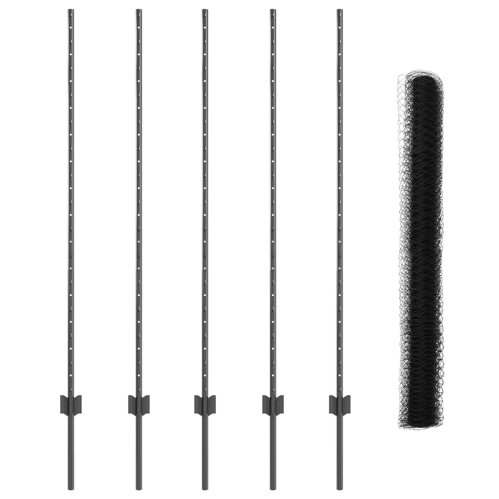 Zaunpfosten 10 Stück U-Kanal Grau 140 cm Stahl, Hexagonzaun Grau 1.4x10 m Stahl