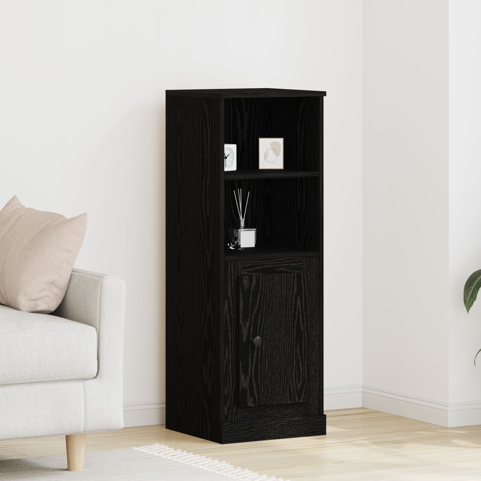 Highboard Schwarzes Eichenholz 36x35.5x103.5 cm MDF