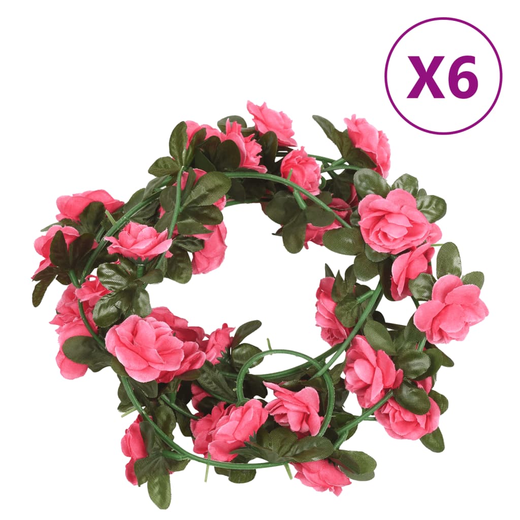 Künstliche Blumengirlanden 6 Stk. Rosa 240 cm Künstliche Blumengirlanden 6 Stk. Rosa 240 cm