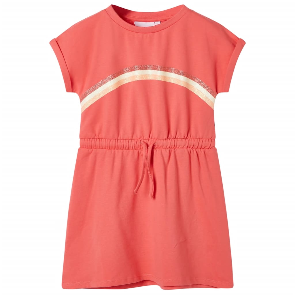 Kinderkleid mit Kordelzug Korallenrosa 116 Kinderkleid mit Kordelzug Korallenrosa 116