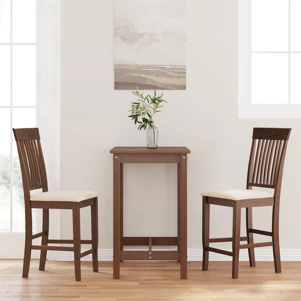 Barhocker mit Kissen 2 Stk. Braun Massivholz Gummibaum Barhocker mit Kissen 2 Stk. Braun Massivholz Gummibaum