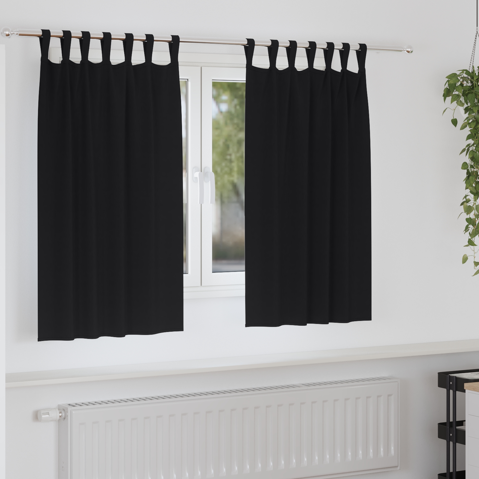 Verdunkelungsvorhänge 2 pcs Schwarz 140 x 140 cm Polyester