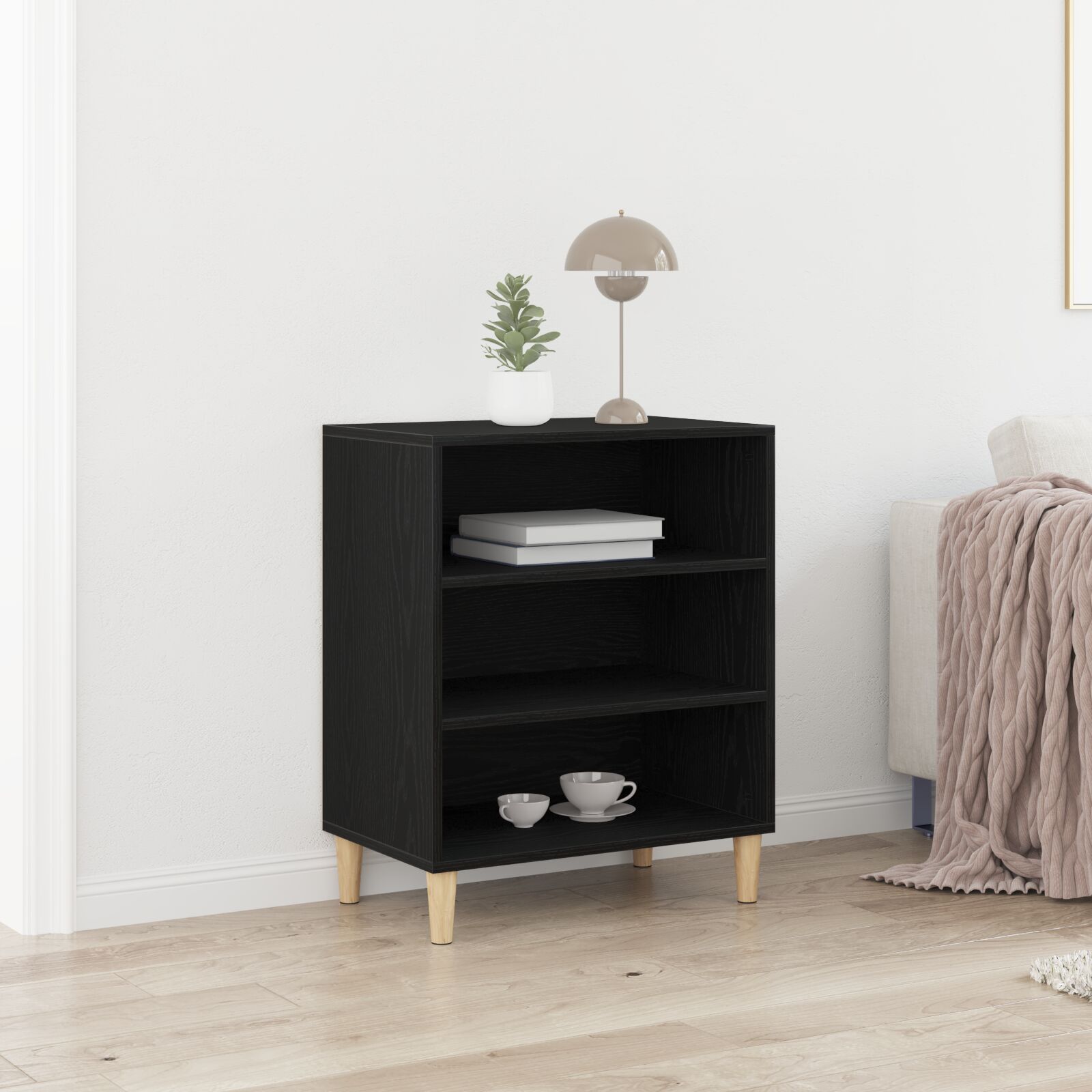 vidaXL Sideboard Schwarz Eiche 57x35x70 cm Holzwerkstoff