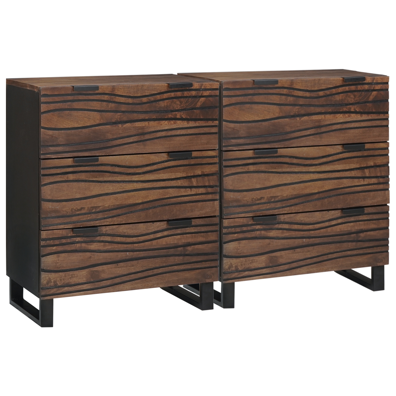 Sideboards mit Schubladen mit Speicher 2 pcs Braun Mittel Massivholz