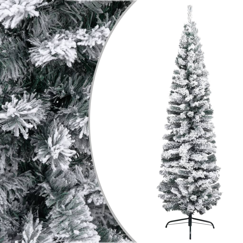 Künstlicher Weihnachtsbaum Schlank mit Schnee Grün 240 cm PVC Künstlicher Weihnachtsbaum Schlank mit Schnee Grün 240 cm PVC