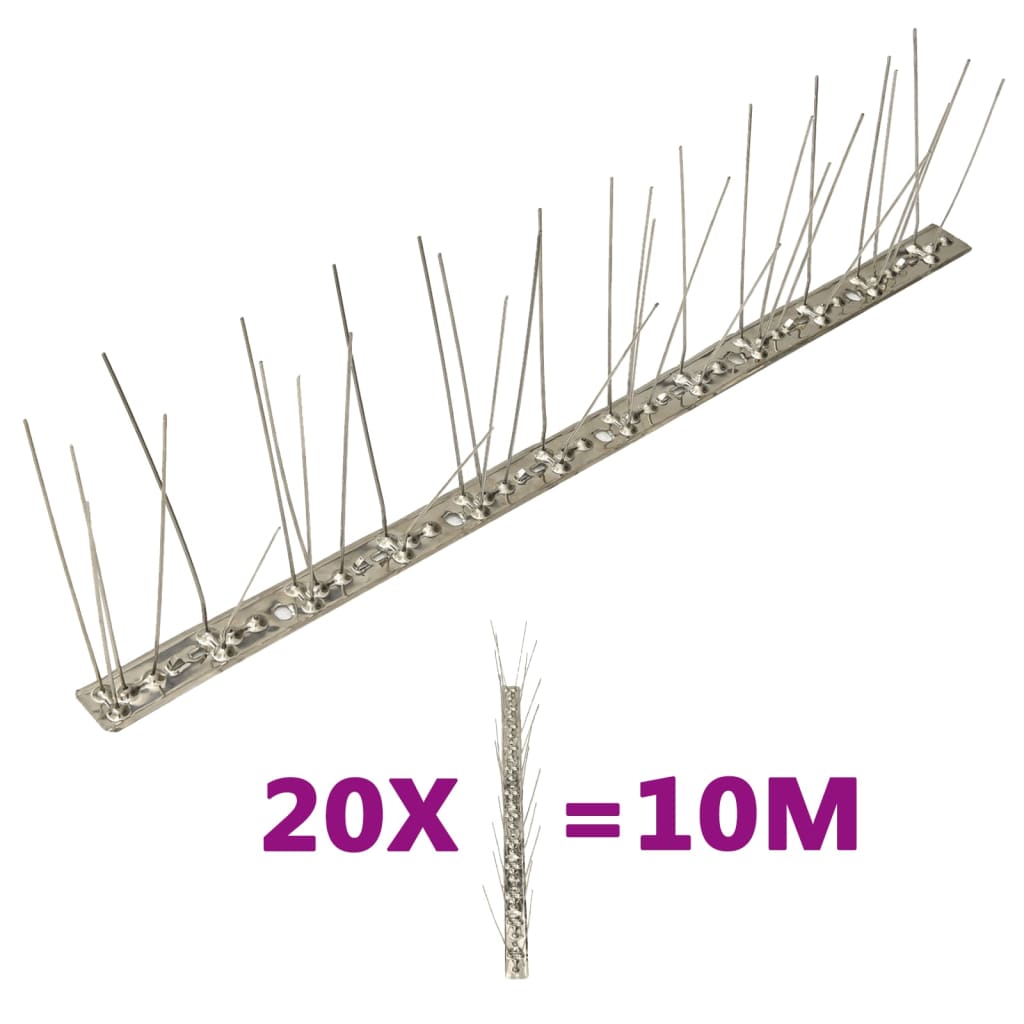 20-tlg. Taubenabwehr Spikes-Set Edelstahl 10 m 5-reihig 20-tlg. Taubenabwehr Spikes-Set Edelstahl 10 m 5-reihig