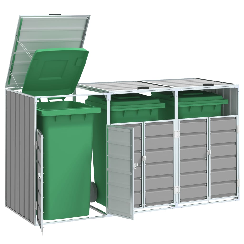 Mülltonnenbox für 3 Tonnen Grau 216x81x115 cm Stahl Mülltonnenbox für 3 Tonnen Grau 216x81x115 cm Stahl
