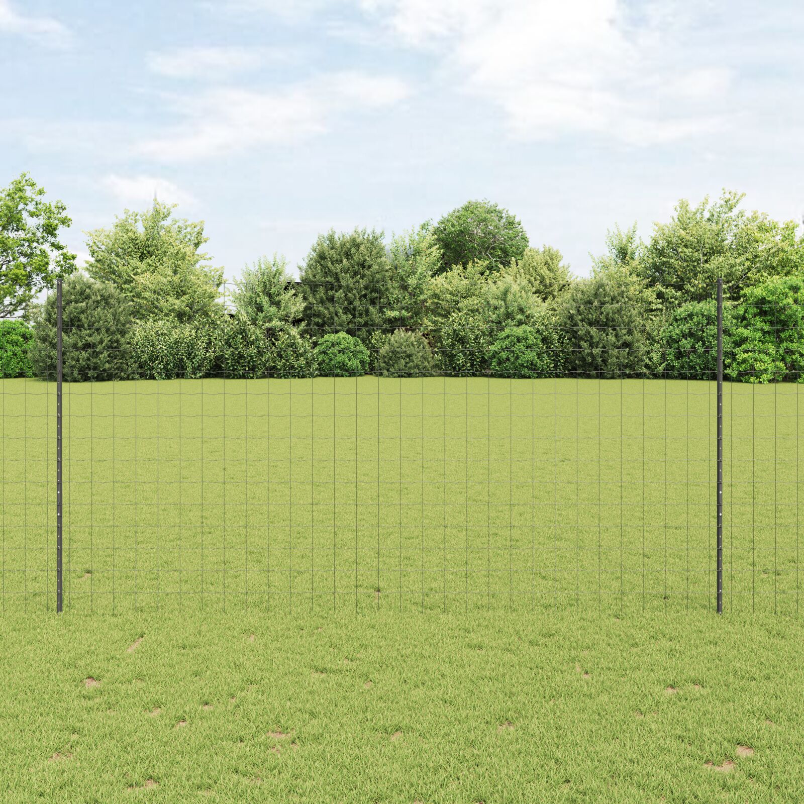 Eurozaun mit 10 U-Posten Grau 1,5x10 m Stahl