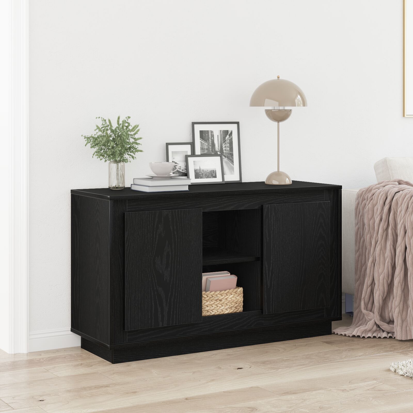 vidaXL Sideboard Schwarz Eiche 102x35x60 cm Holzwerkstoff