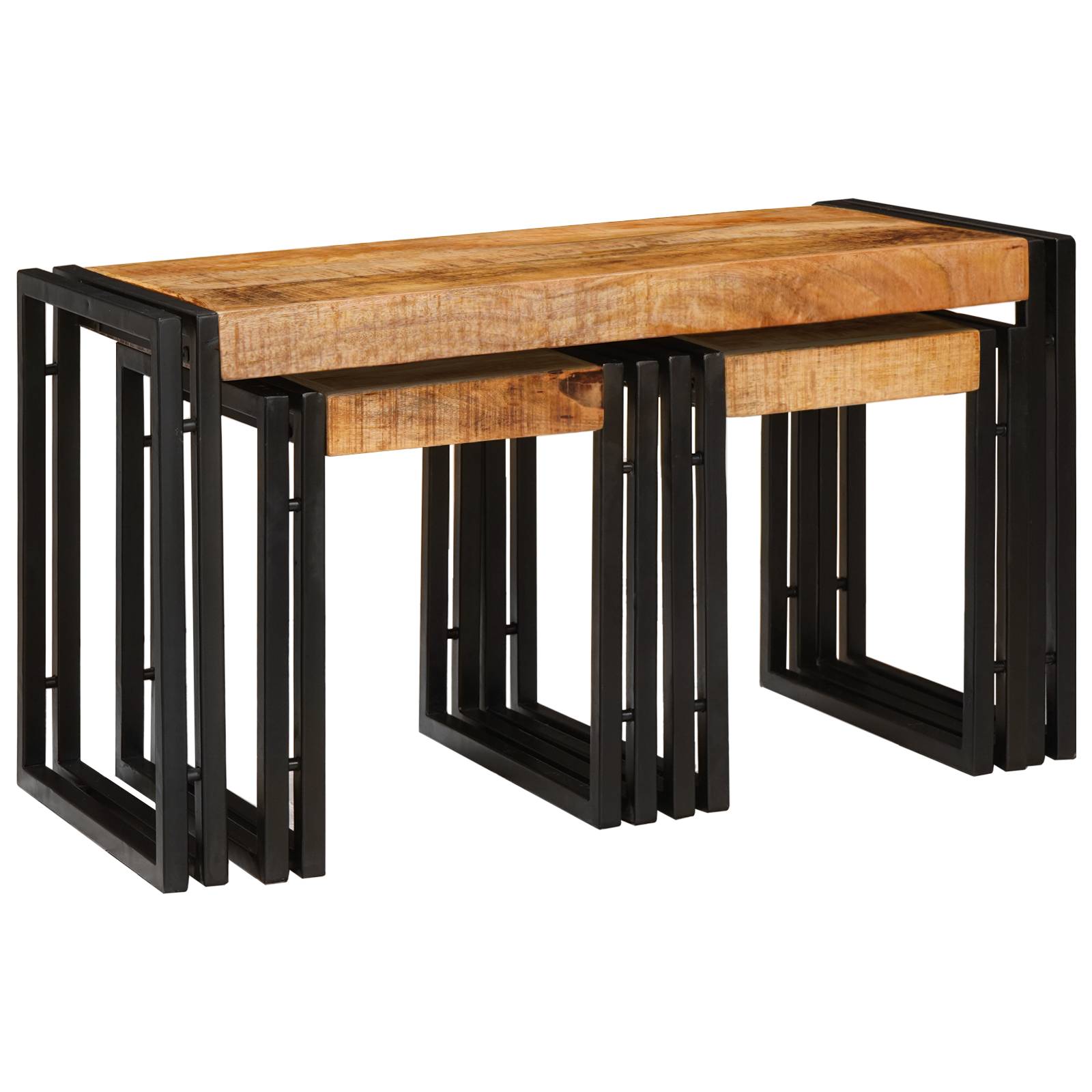 Nesting Tische 3 Teile Massiv Rauhes Holz Mango Nesting Tische 3 Teile Massiv Rauhes Holz Mango