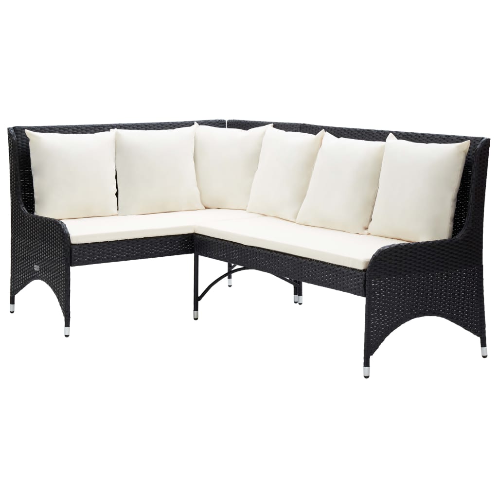Garten-Ecksofa 2-tlg. Poly Rattan Schwarz Garten-Ecksofa 2-tlg. Poly Rattan Schwarz