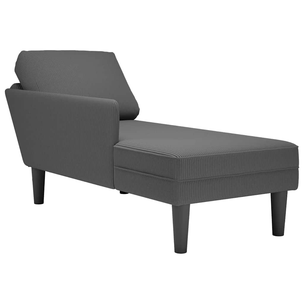 Chaiselongue mit Kissen Dunkelgrau Cordstoff Chaiselongue mit Kissen Dunkelgrau Cordstoff
