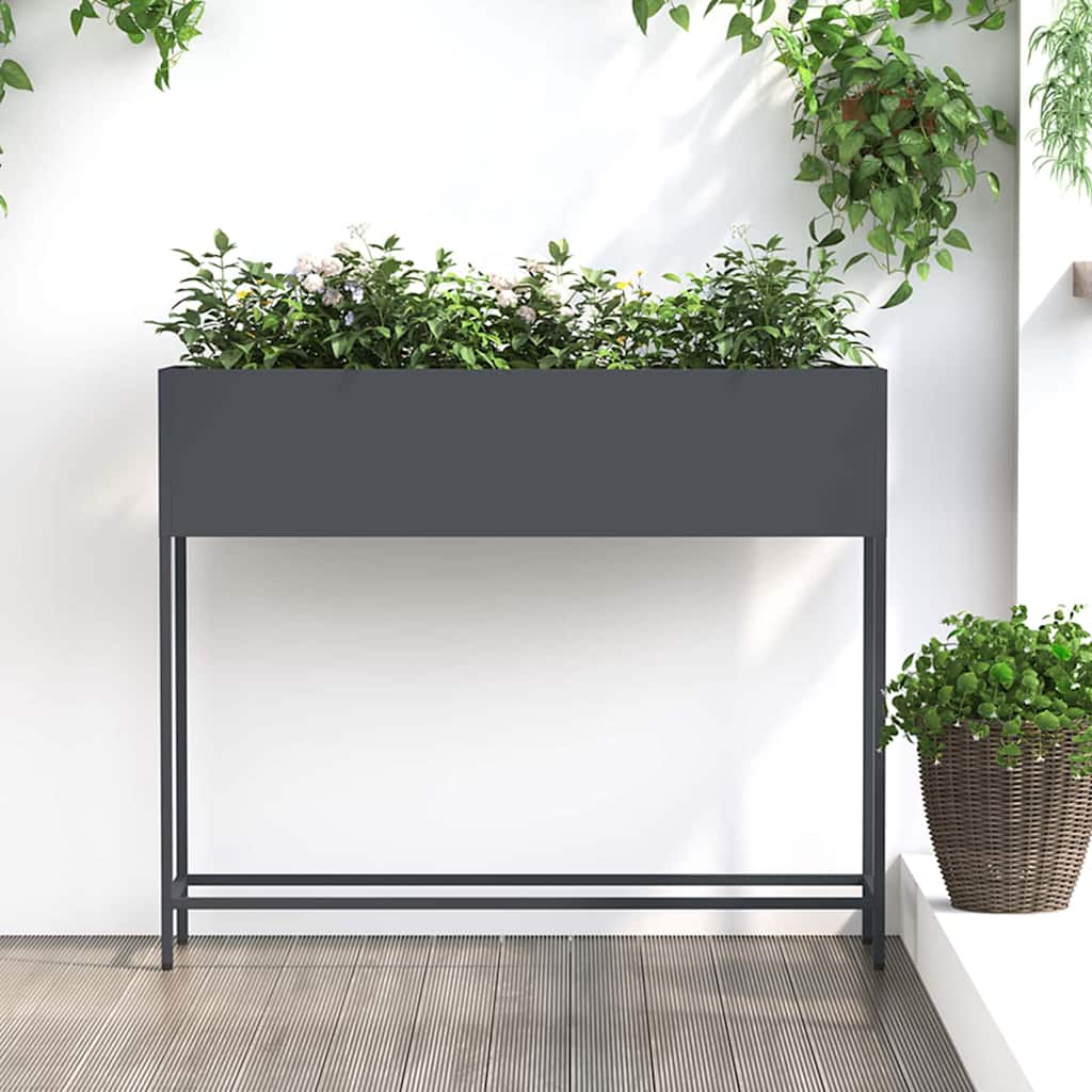 Hochbeet Gartenpflanzer Anthrazit 100 x 26 x 82 cm Stahl