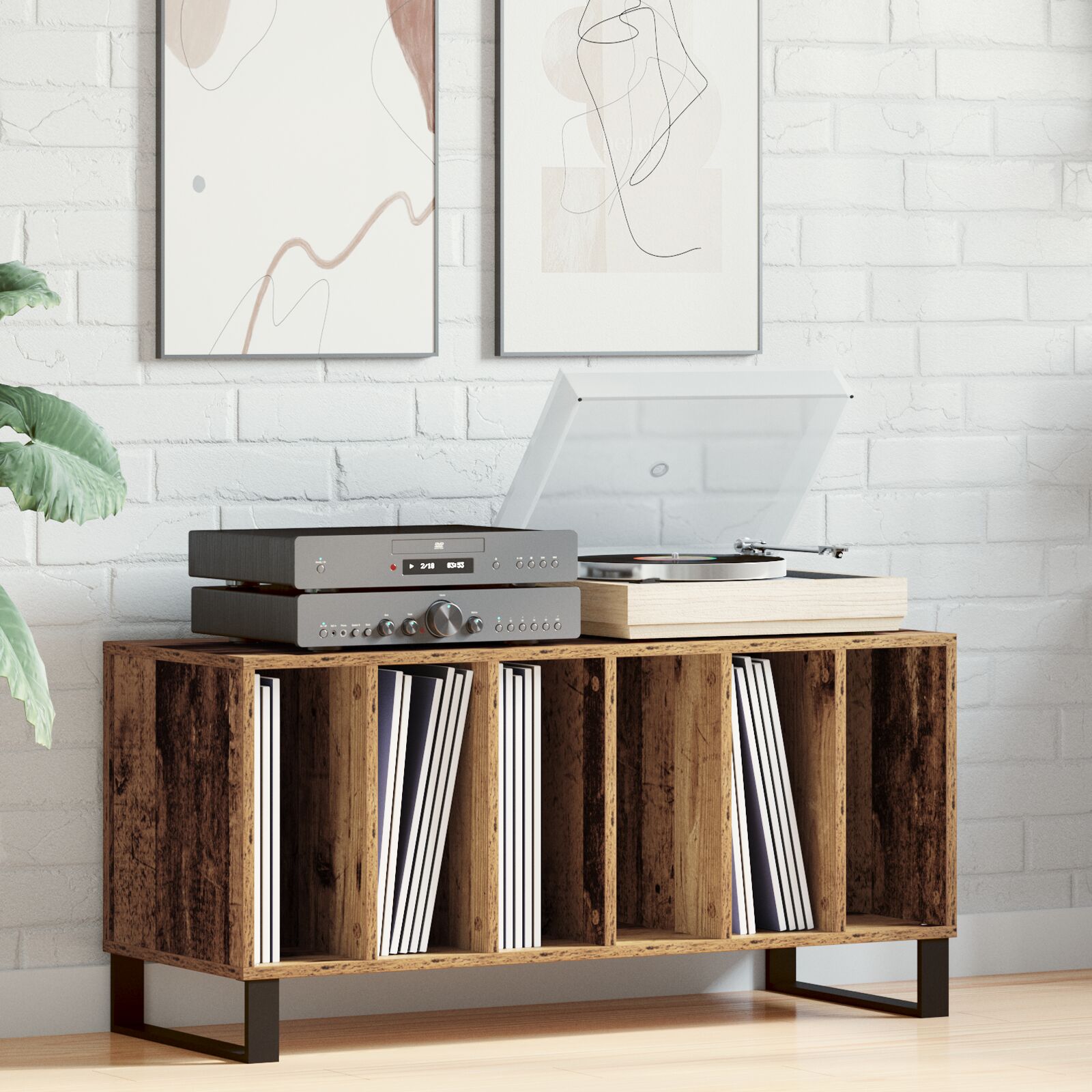 vidaXL Schallplattenregal Artisan Eiche 100x38x48 cm Ingenieurlaminat