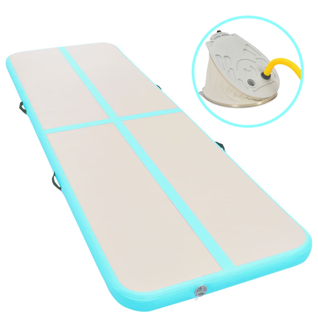 Aufblasbare Gymnastikmatte mit Pumpe 700x100x10 cm PVC Grün Aufblasbare Gymnastikmatte mit Pumpe 700x100x10 cm PVC Grün