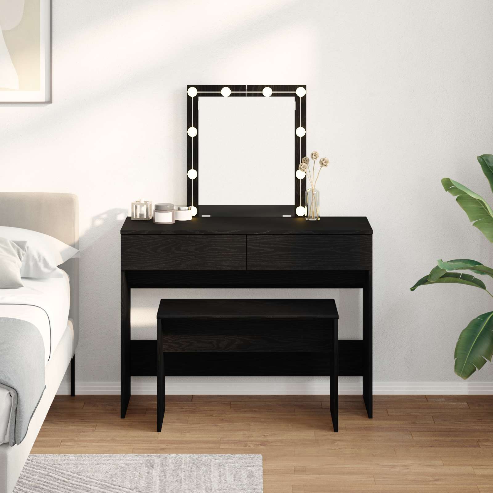 Dressing Stool Schwarze Eiche 70x35x45 cm MDF Dressing Stool Schwarze Eiche 70x35x45 cm MDF