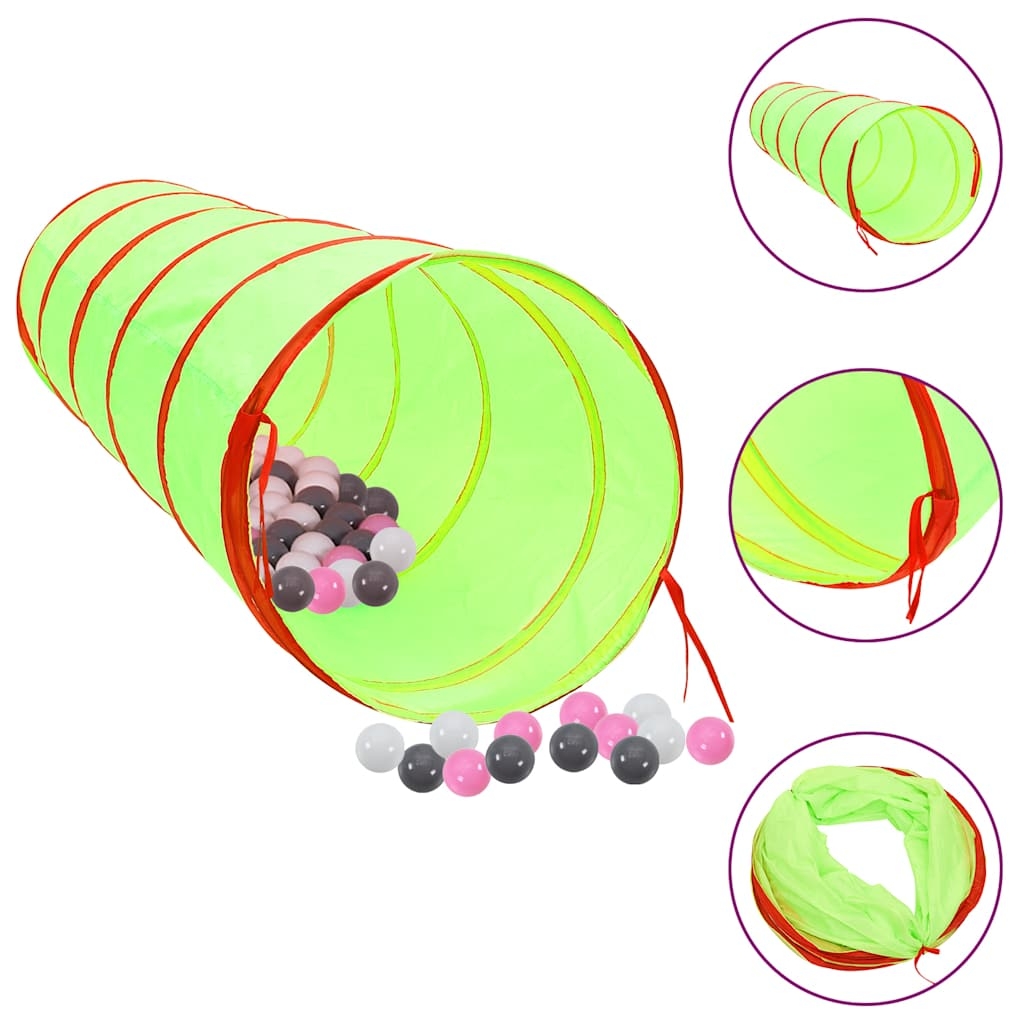Spieltunnel mit 250 Bällen Grün 175 cm Polyester Spieltunnel mit 250 Bällen Grün 175 cm Polyester