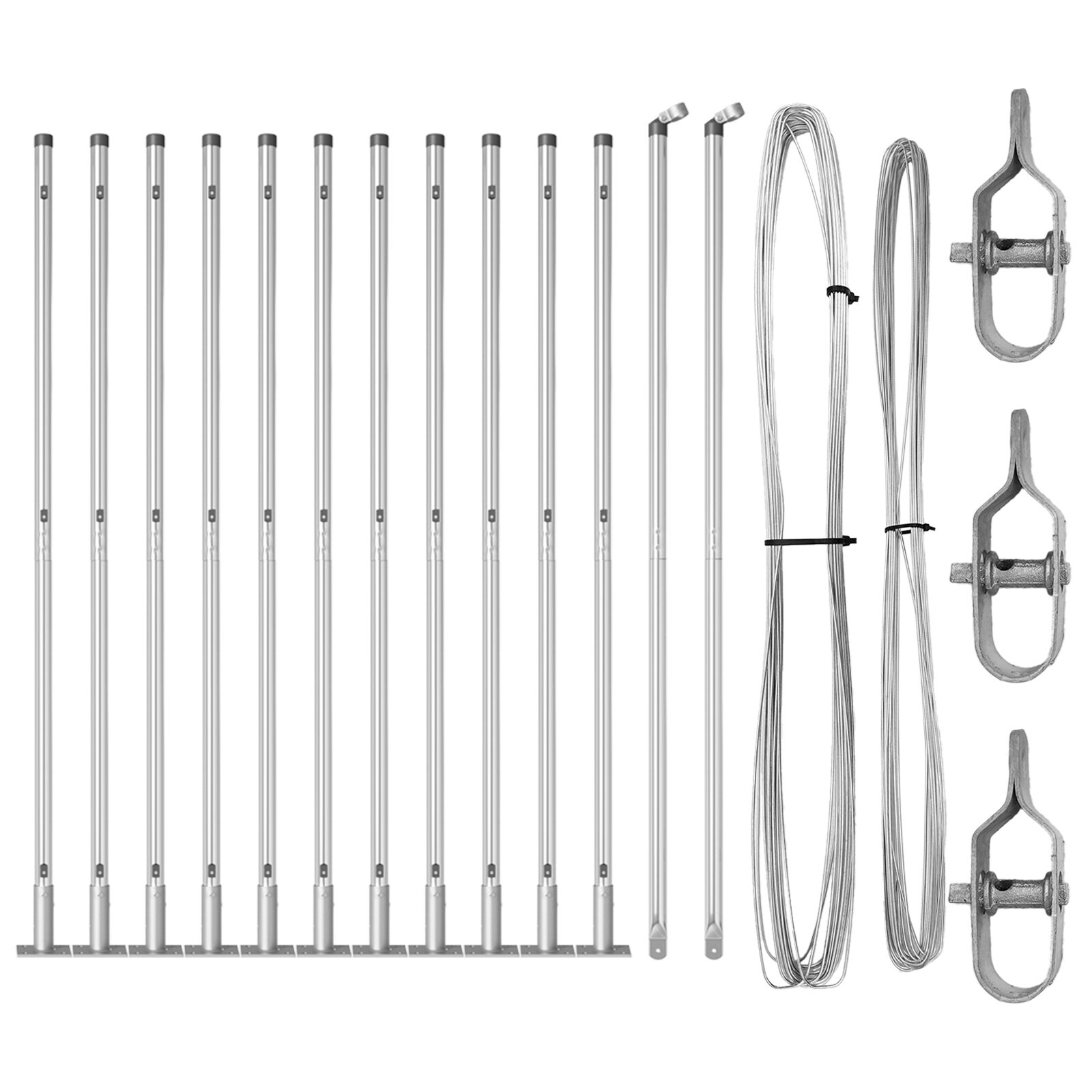 Zaunpfosten mit Grundplatten 13 Stück Ø32mm 68,5cm galvanisierter Stahl