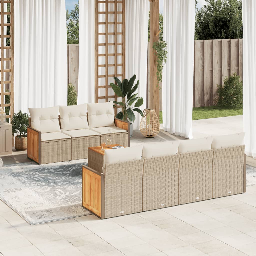 8-tlg. Garten-Sofagarnitur mit Kissen Beige Poly Rattan 8-tlg. Garten-Sofagarnitur mit Kissen Beige Poly Rattan