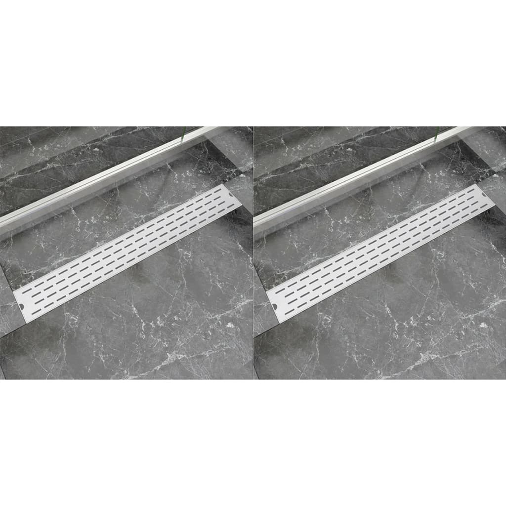 Lineare Duschrinnen 2 Stk. Linien 830 x 140 mm Edelstahl Lineare Duschrinnen 2 Stk. Linien 830 x 140 mm Edelstahl