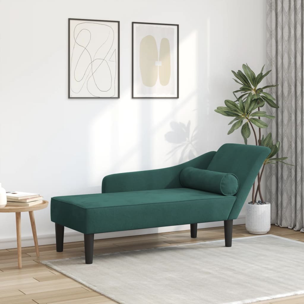 Chaiselongue mit Kissen Dunkelgrün Samt Chaiselongue mit Kissen Dunkelgrün Samt