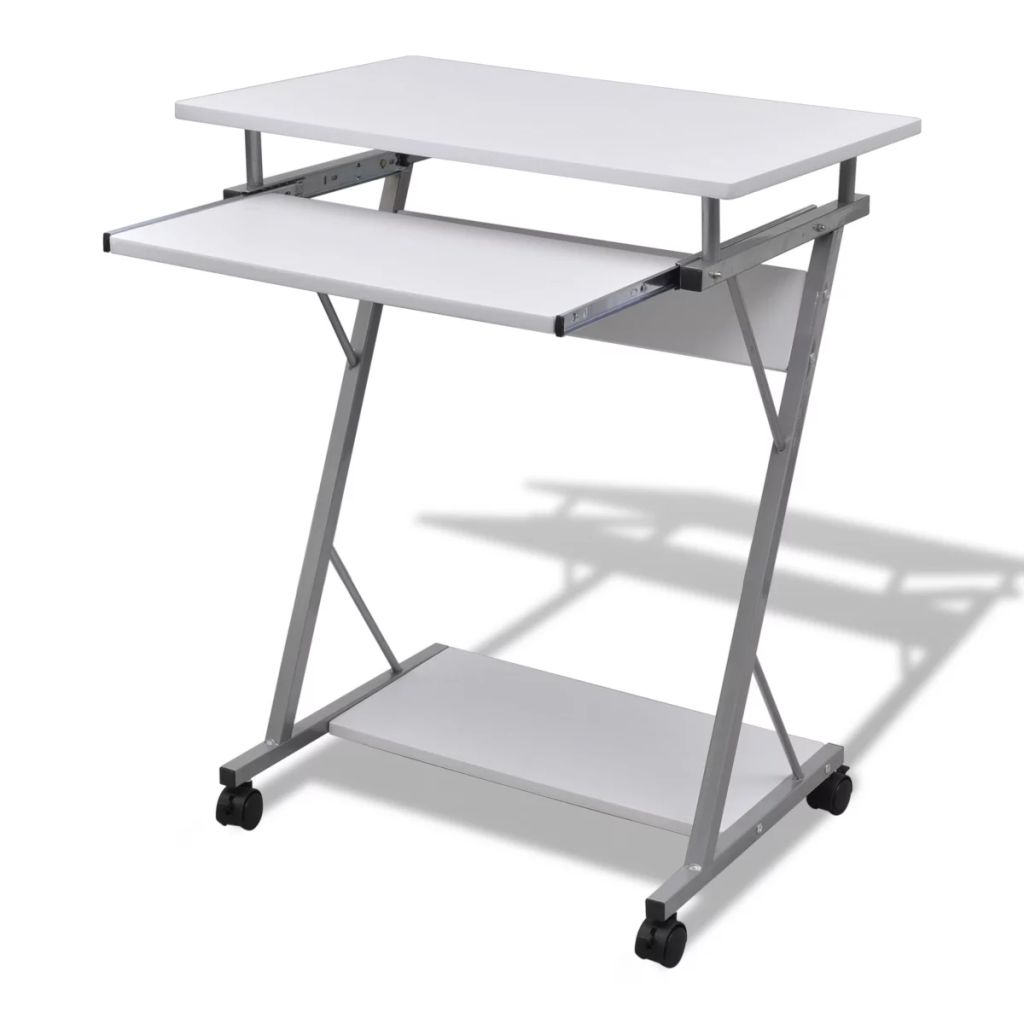 Computertisch Computerwagen PC Tisch Bürotisch Laptop auf Rollen weiß Computertisch Computerwagen PC Tisch Bürotisch Laptop auf Rollen weiß