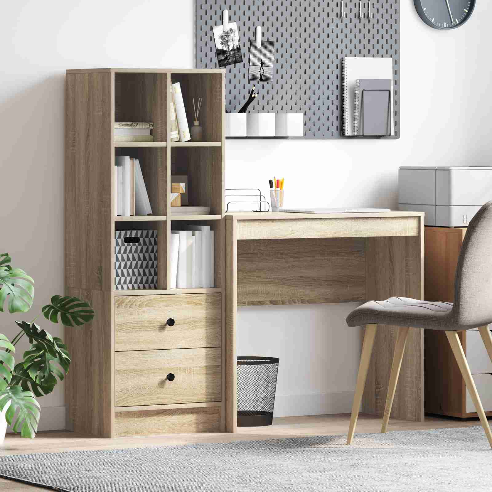 Schreibtisch mit Stauraum Sonoma Eiche Holzwerkstoff Schreibtisch mit Stauraum Sonoma Eiche Holzwerkstoff
