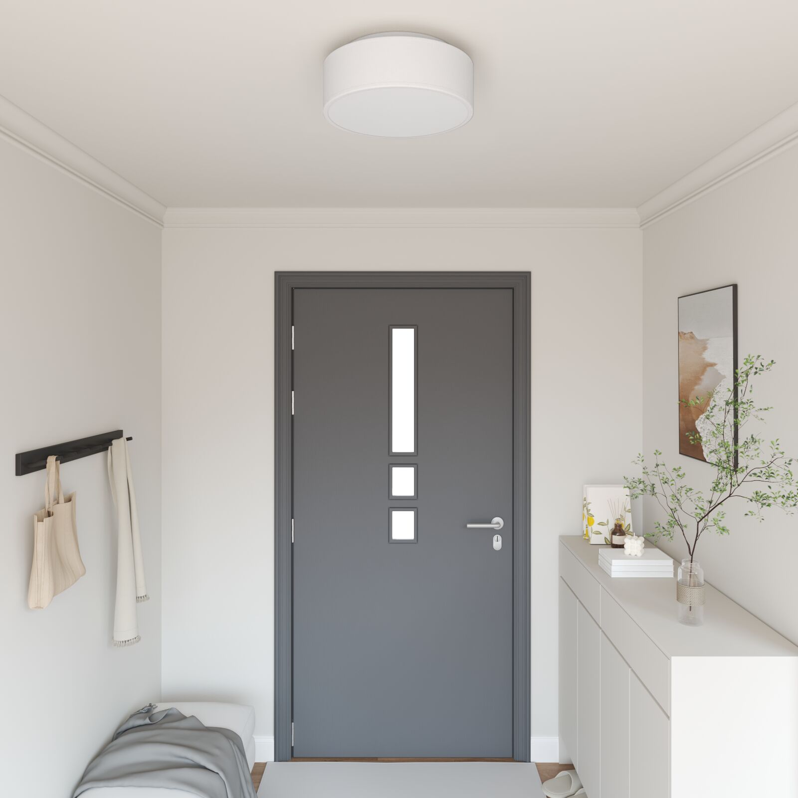 Deckenleuchten Flush Mount Weiß Ø 38 cm Stoff E27 Deckenleuchten Flush Mount Weiß Ø 38 cm Stoff E27