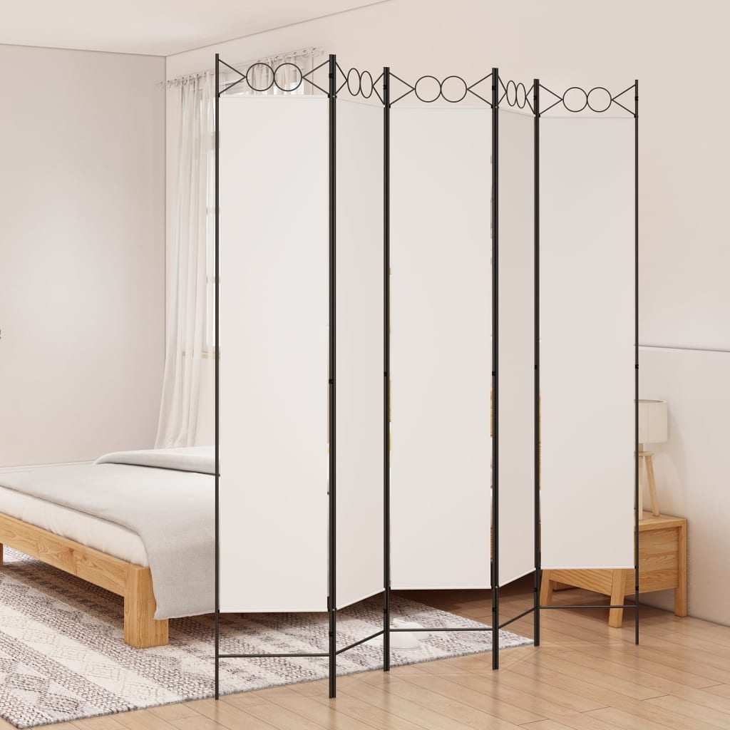 5-tlg. Paravent Weiß 200x220 cm Stoff 5-tlg. Paravent Weiß 200x220 cm Stoff