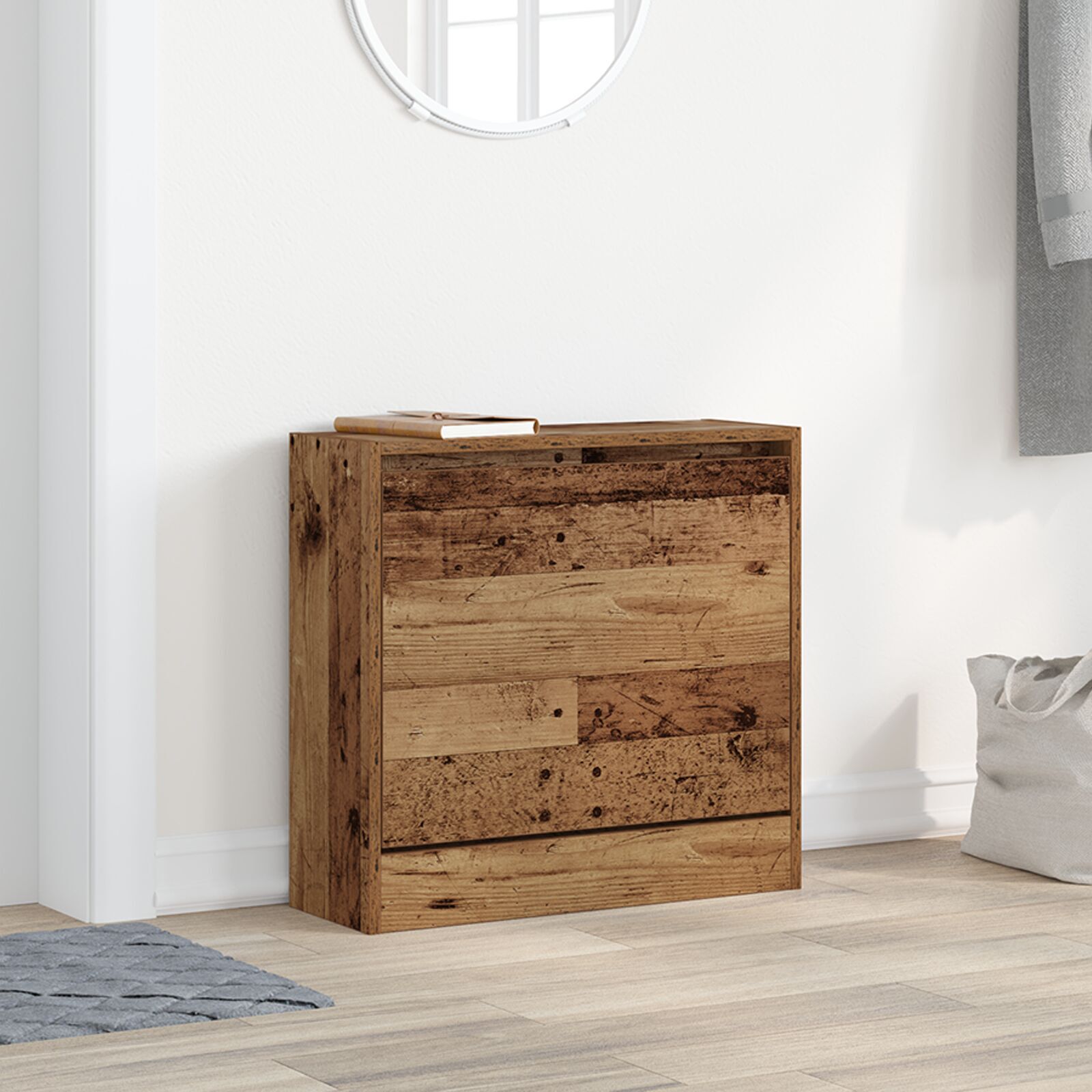 Schuhschrank Alteiche 60x21x57 cm Ingenieurholz Schuhschrank Alteiche 60x21x57 cm Ingenieurholz