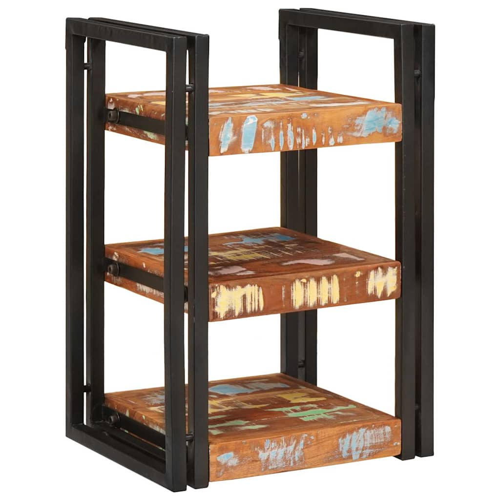 Nachttisch 2 pcs Braun und Schwarz Massivholz recycelt