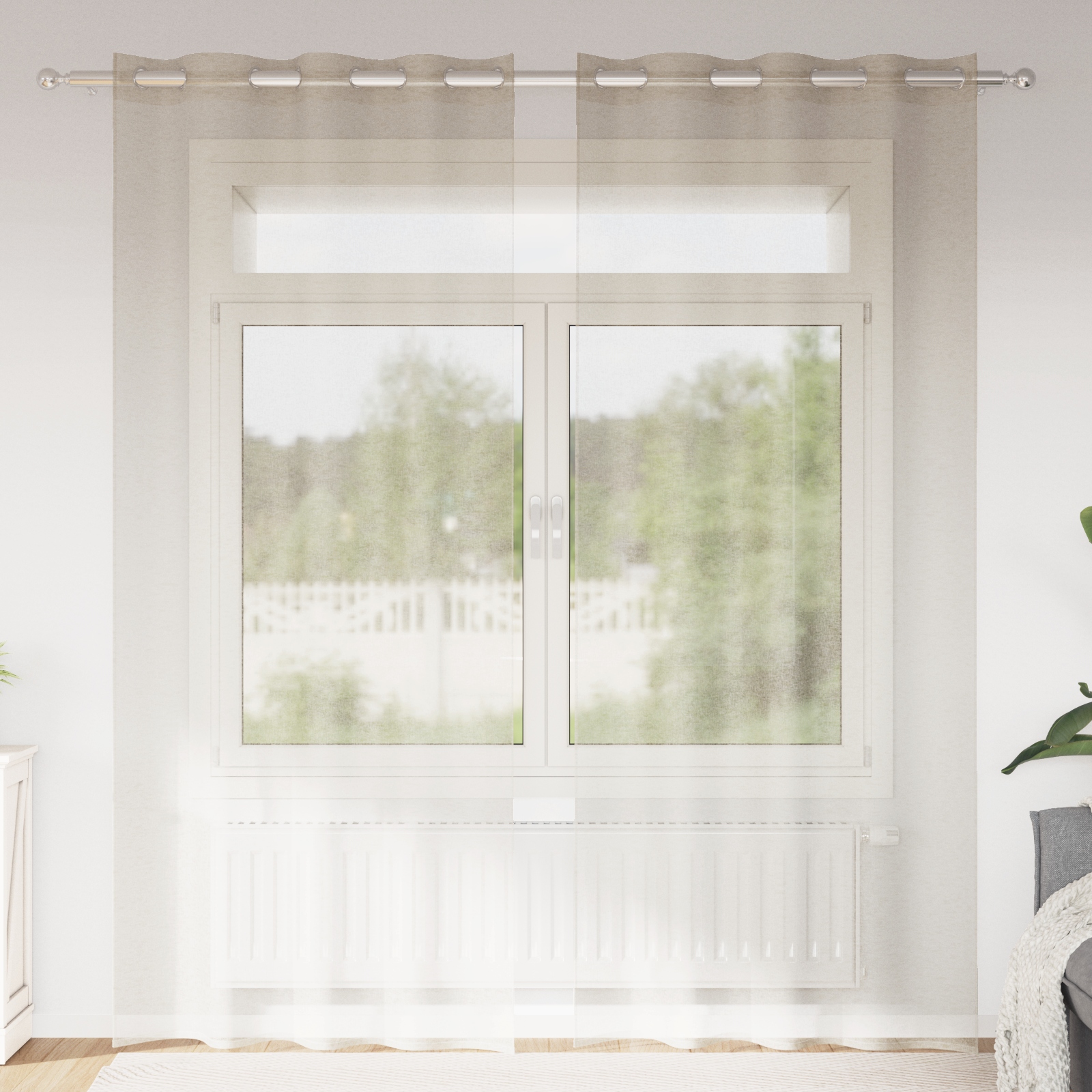 Vorhänge mit Vorhängen 2 pcs Sand 140 x 225 cm Polyester