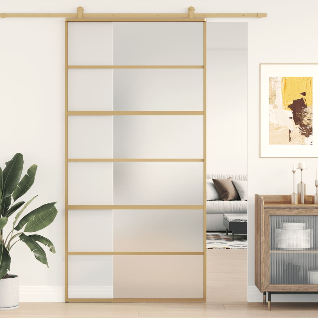 Schiebetür Golden 102,5x205 cm Matt ESG-Glas und Aluminium Schiebetür Golden 102,5x205 cm Matt ESG-Glas und Aluminium