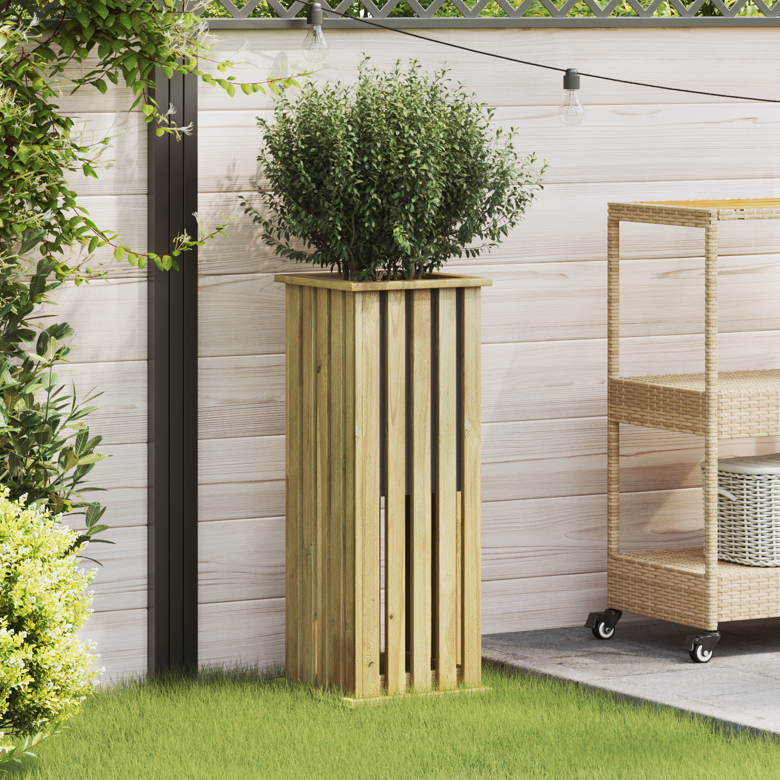 Gartenpflanzer mit Linse 33x33x85 cm imprägniertes Holz Kiefer Gartenpflanzer mit Linse 33x33x85 cm imprägniertes Holz Kiefer