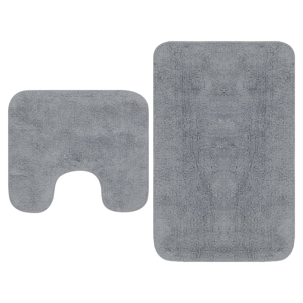 Badematten-Set 2-tlg. Stoff Grau Badematten-Set 2-tlg. Stoff Grau