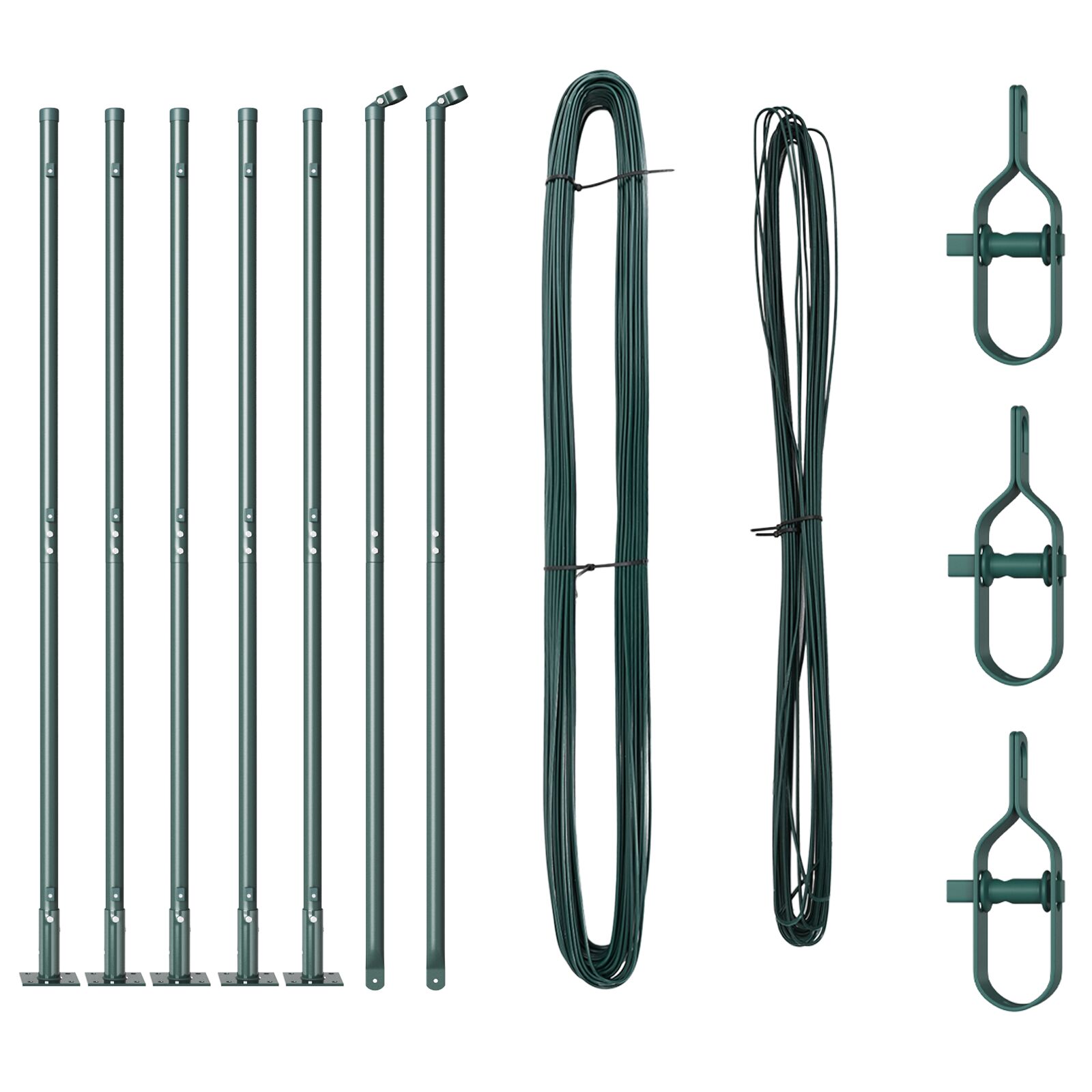 Zaunpfosten mit Basisplatten 7 Stk Ø32mm 78,5cm Verzinkter Stahl