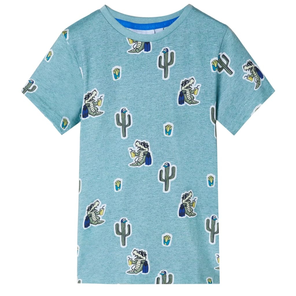 Kinder-T-Shirt Hellgrün Melange 92