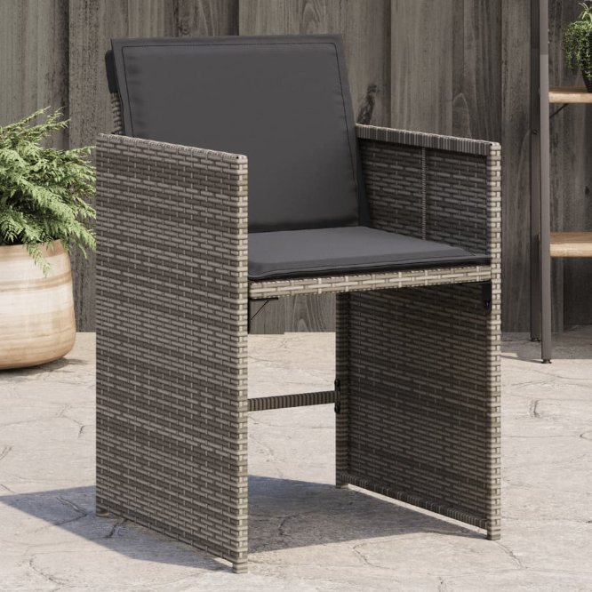 Gartenstühle mit Kissen 4 Stk. Grau Poly Rattan Gartenstühle mit Kissen 4 Stk. Grau Poly Rattan