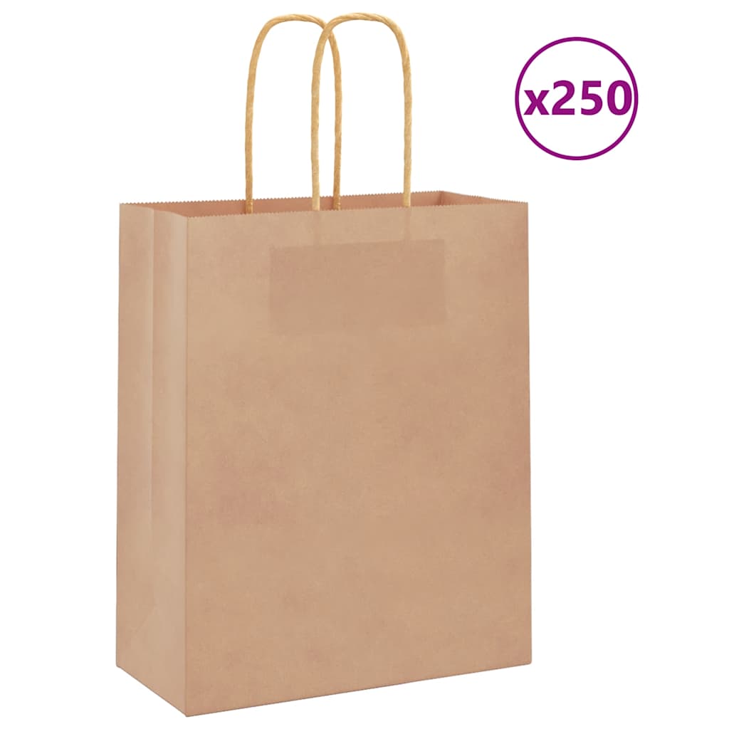 Papiertragetaschen 250 Stk. mit Henkeln Braun 18x8x22 cm Papiertragetaschen 250 Stk. mit Henkeln Braun 18x8x22 cm